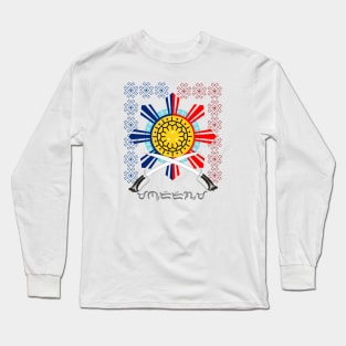 Philippine Sun / Philippine Swords (Ginunting) / Baybayin word Mandirigma (Warrior) Long Sleeve T-Shirt